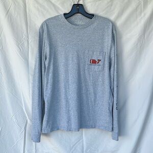 Vineyard Vines grey long sleeve pocket tee sz small football unisex 🏈